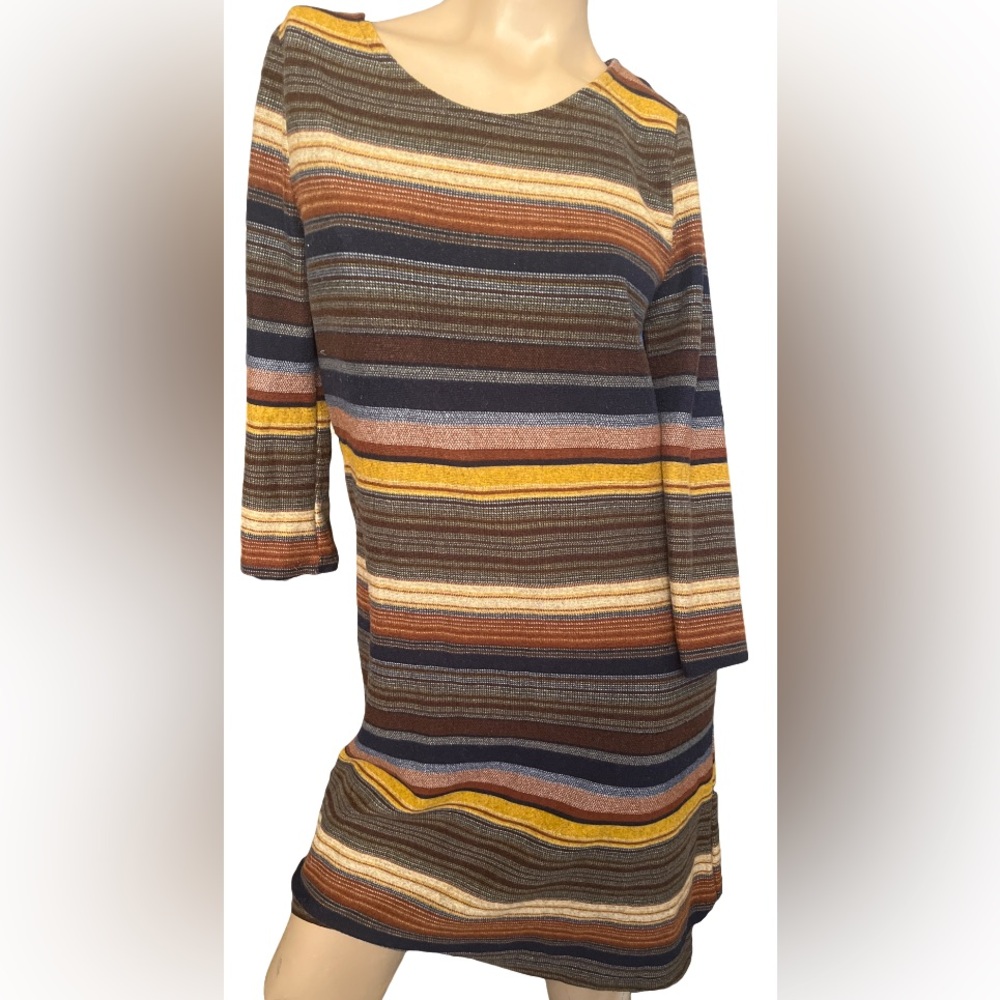Striped 3/4 sleeve soft dress petite
